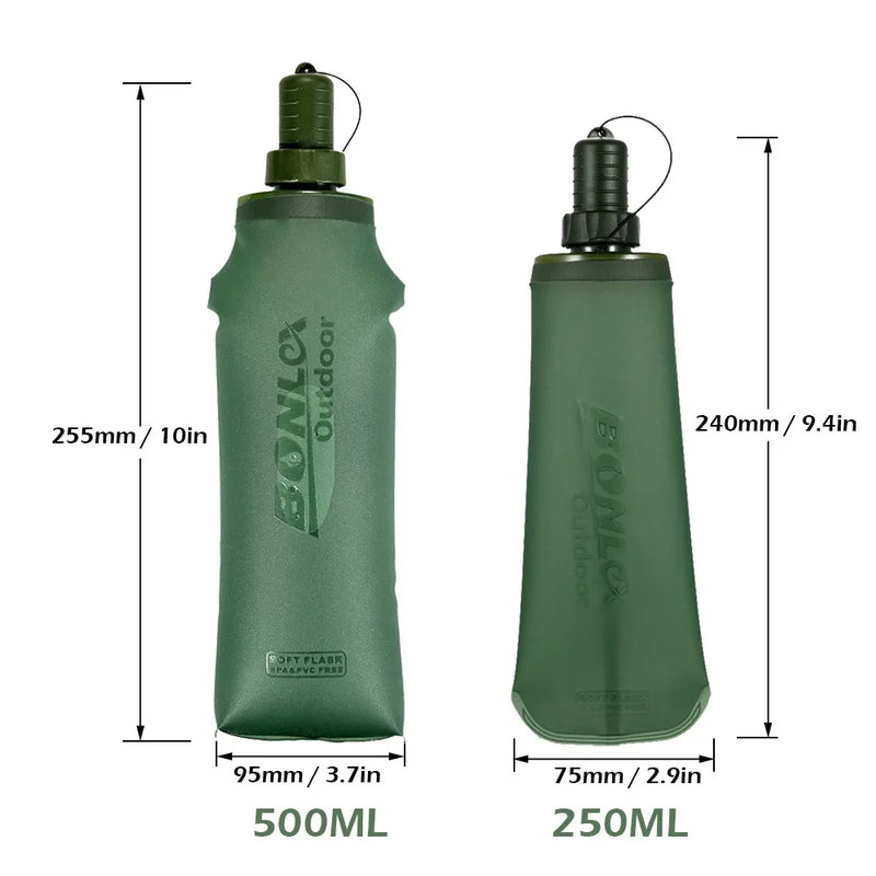 TPU Folding Soft Flask Sport Water Bottle Running Camping Hiking Water Bag Collapsible Drink Water Bottle Water Bag